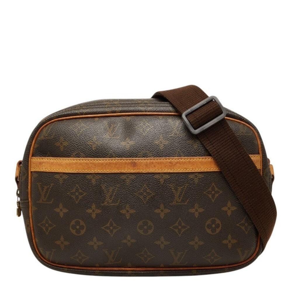 Louis Vuitton Monogram Reporter PM Shoulder Bag Brown
